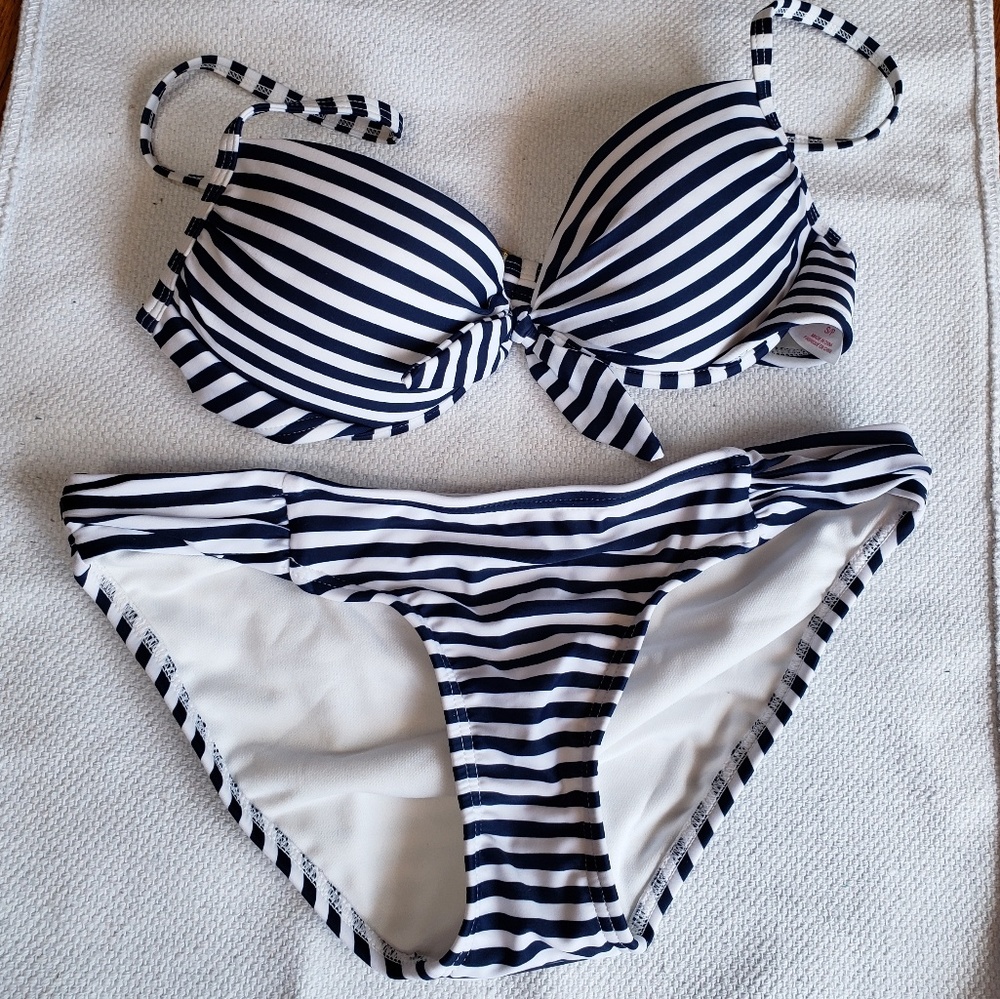 Xhilaration sailor striped tie bikini set